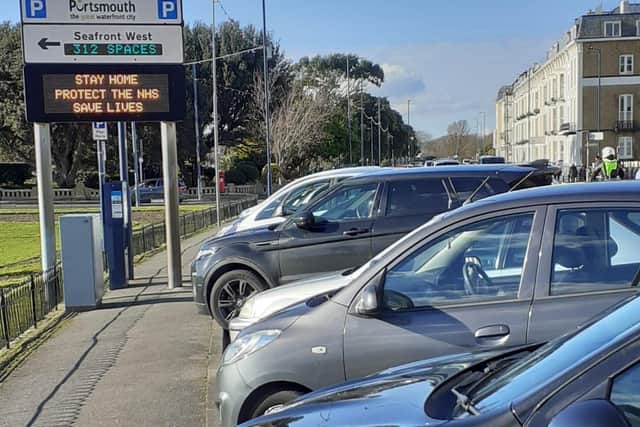 Southsea seafront car parks were busy with vehicles despite warnings for people to stay at home and regualtions that people should only exercise locally.