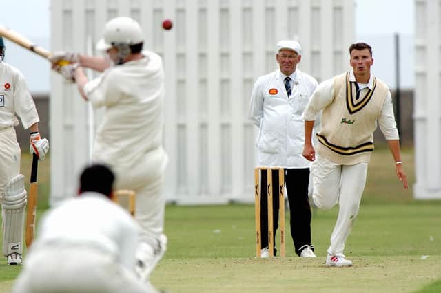 James Schofield bowls to Matt Cox during Portsmouth's home game against Havant in 2005. Pic: Jon Brady.