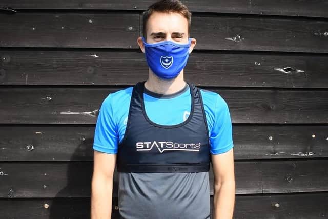 Pompey midfielder Ben Close highliting the importance of wearing face masks.