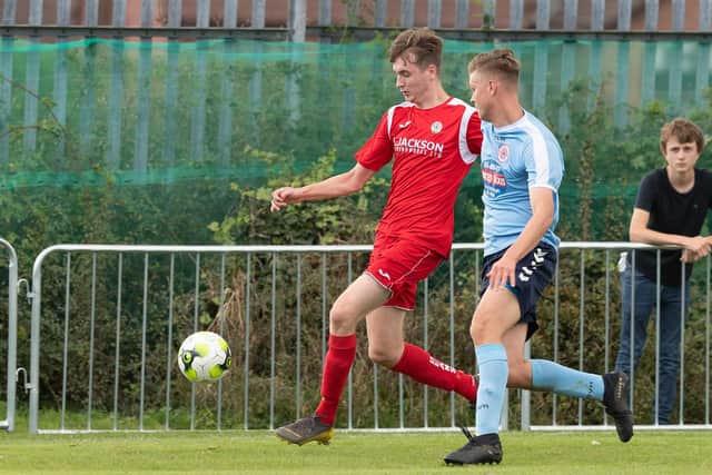 Harry Jackson, left, came off the bench to score in Horndean's 5-3 Wessex League victory at Shaftesbury.
Picture: Keith Woodland
