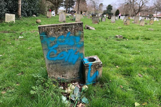 A vandalised grave. Picture: Richard Lemmer