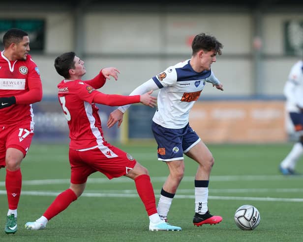 Hawks in action against Hungerford Town in the National League South earlier this month. One National League North chairman is saying all clubs have a 'moral obligation' to finish the 2020/21 season. Picture: Chris Moorhouse