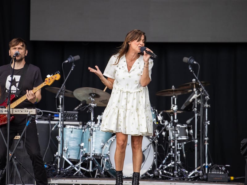 Natalie Imbruglia was the big lunchtime act on the Common Stage on Saturday afternoon. Photo by Alex Shute