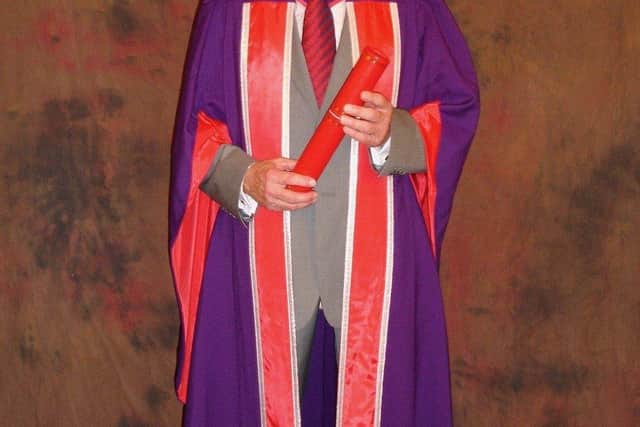 Dr Robin Gorman after receiving his honorary doctorate from the University of Portsmouth.
