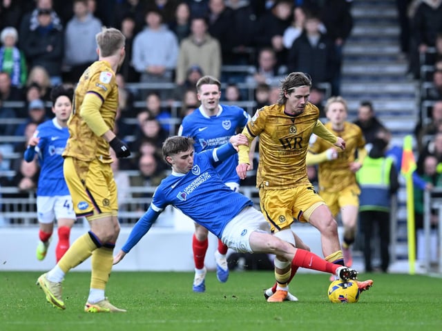 Hayden Matthews challenges Blackburn's Todd Cantwell. Picture: Graham Hunt/ProSportsImages