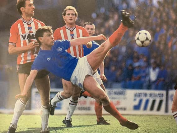 Kevin O'Callaghan, seen here against Sunderland, played the role of a goalkeeper in 1981 film Escape To Victory