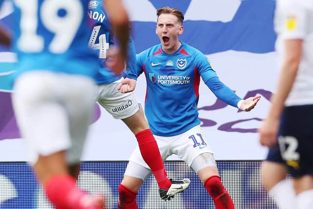Ronan Curtis celebrates his opener on 32 minutes on Friday evening