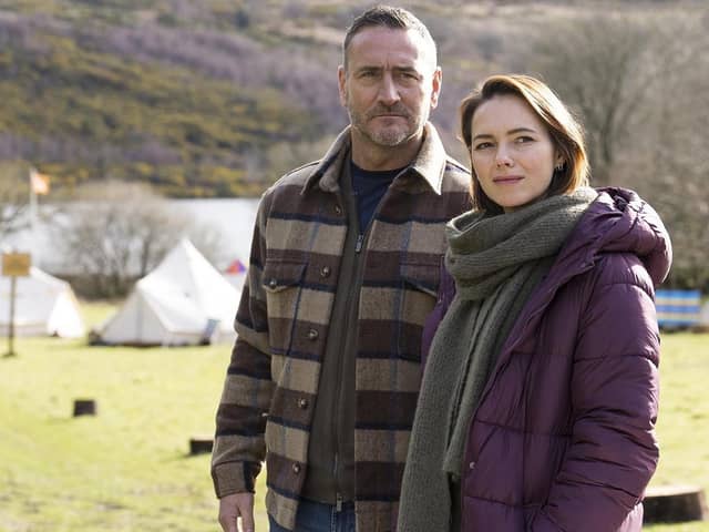 Teachers Jimmy (Will Mellor) and Dani (Kara Tointon) get into trouble on a school trip in the new series of Channel 5 anthology drama The Teacher (Picture: Channel 5)