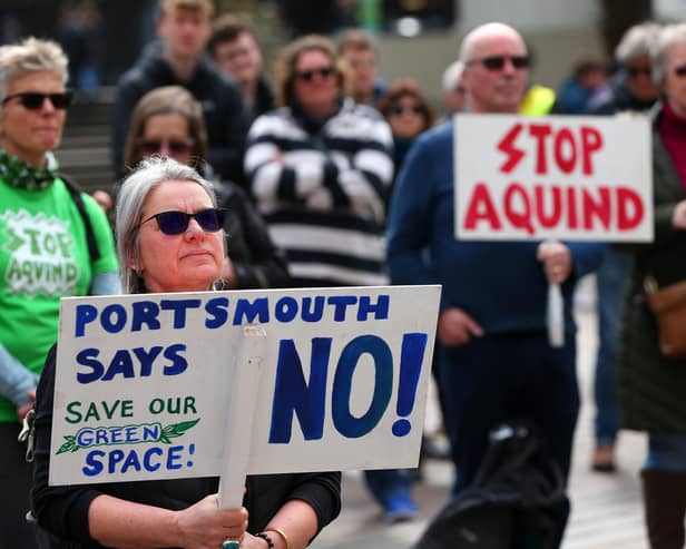 Protestors said the Aquind proposal would be 'catastrophic' to the city. Picture: Chris Moorhouse (jpns 220423-023)