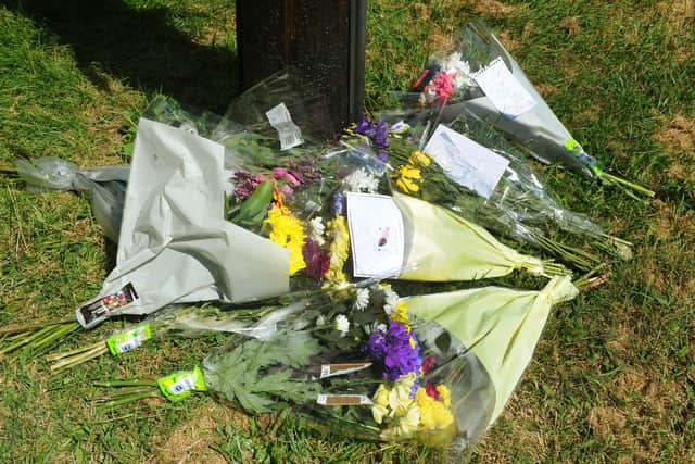 Flowers have been laid in tribute to George Allison, who was fatally stabbed on Saturday, May 23. Picture: Sarah Standing (250520-9003)