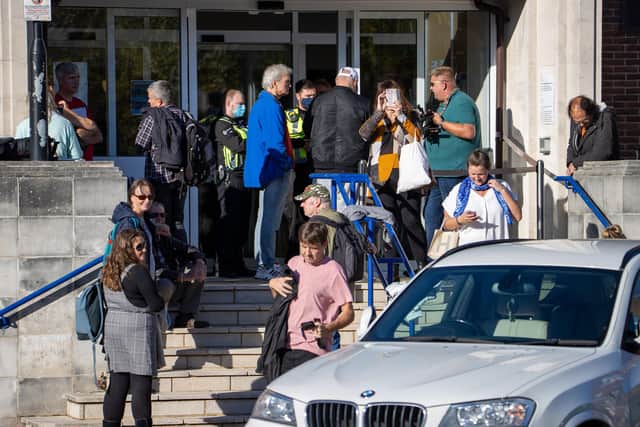 The group at Portsmouth Magistrates' Court on October 21. Photos by Alex Shute