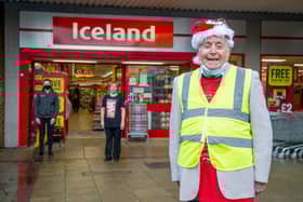 Mike Shaw with fellow staff, Jackie Harding and Georgia Blomfield at Iceland in Waterlooville 
Picture: Habibur Rahman