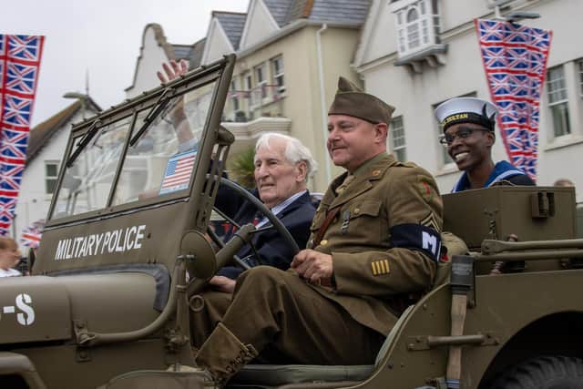 Veterans taking part in the Lee Victory Parade in Lee-on-Solent on the 25th September 2021. Photo by Alex Shute