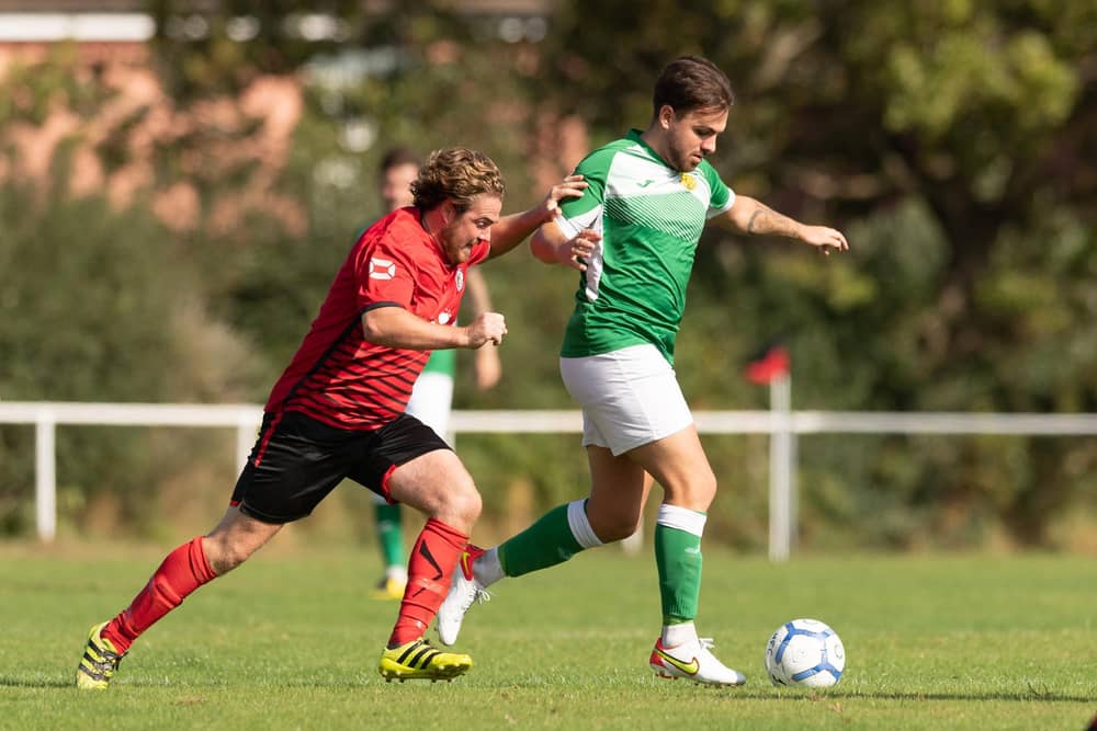 Mig Dark, right, suffered a hamstring injury during Moneyfields' Wessex League Cup win over holders Hamworthy last night.

Picture: Keith Woodland