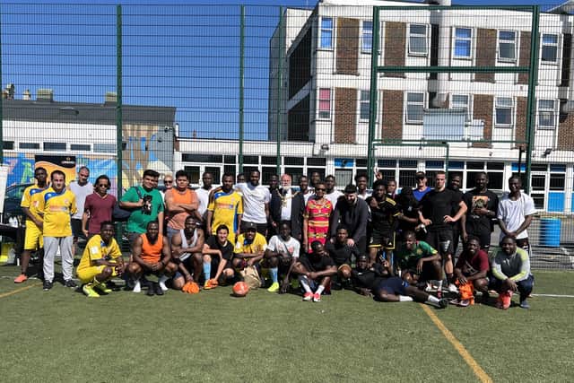 Players at the URBOND football tournament