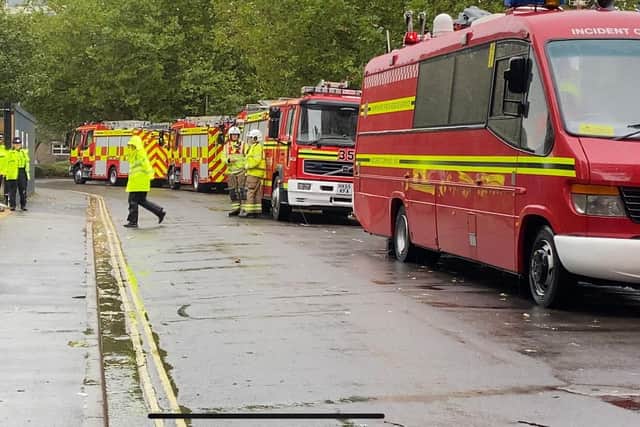 Fire crews pictured in Melbourne Place, Southsea, during the training exercise on Saturday. Photo: Tom Cotterill