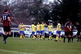 Locks Heath celebrate their L4 Teamwear Challenge Cup winner at Fleetlands earlier this month - last night they scored another 1-0 group win over the Coptermen to book their place in the knockout stages. Pic: Tom Phillips