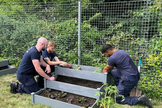 At the Gosport and Fareham Community Hub trainees worked with Hub staff in order to help build, paint and plant in new planters and new bedded areas for pumpkins. Picture: Laura Hooton
