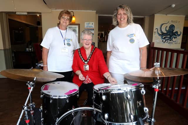 From left, Pam Hutchinson from Hayling Lions, Mayor Cllr Rosie Raines and Maxine Demetriou from the West Town Inn at the opening of Hi Fest last year Picture: Sam Stephenson