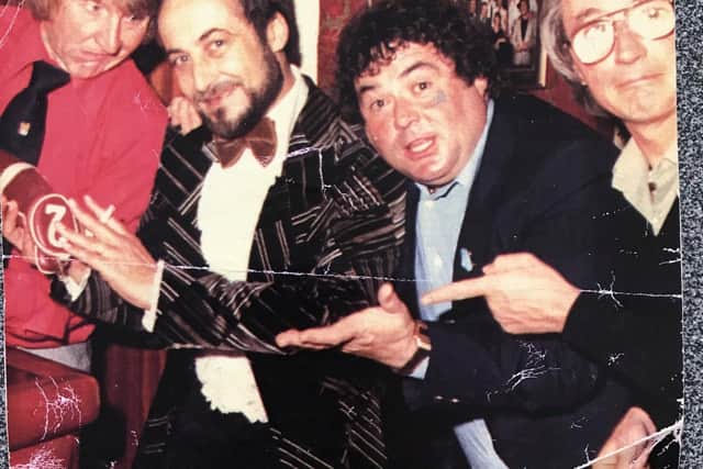 Terry Pagiel (centre left) with comedian stars 'Little and Large'. Pic supplied.