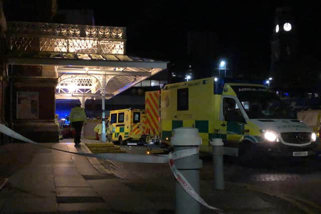 Dozens of emergency service workers were involved in the rescue at Southsea railway station after a person was hit by a train. Photo: Tom Cotterill