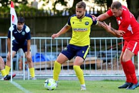 Gosport's Pat Suraci on the ball during last night's friendly at Horndean. Picture: Tom Phillips