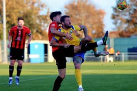 Gosport striker Dan Wooden in action against Bracknell. Picture by Tom Phillips