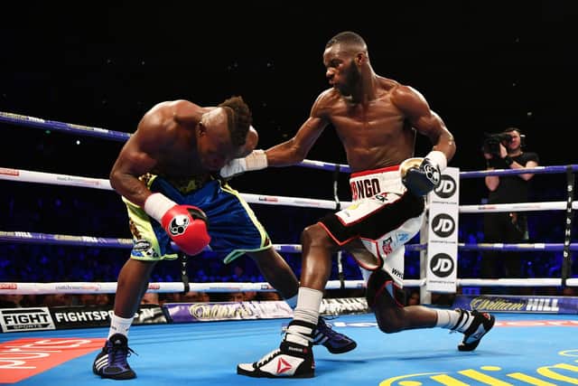 Chris Kongo, right, during his win against Serge Ambomo at The O2 Arena in March 201. Photo by Dan Mullan/Getty Images.