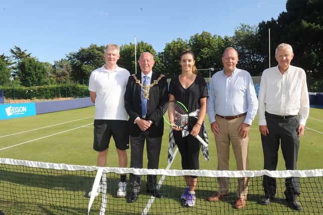 Flashback to the Southsea Trophy draw in 2017 (from left) John Cooke (director of Canoe Lake Leisure), The Lord Mayor of Portsmouth Ken Ellcome, former Wimbledon player Laura Robson, David Rawlinson (deputy president of the LTA) and Bob Battersby (Southsea Trophy ambassador). Picture: Sarah Standing