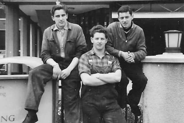 Bill Ford, John Burns and Trevor ? outside the college in 1957. Picture: Bill Ford collection