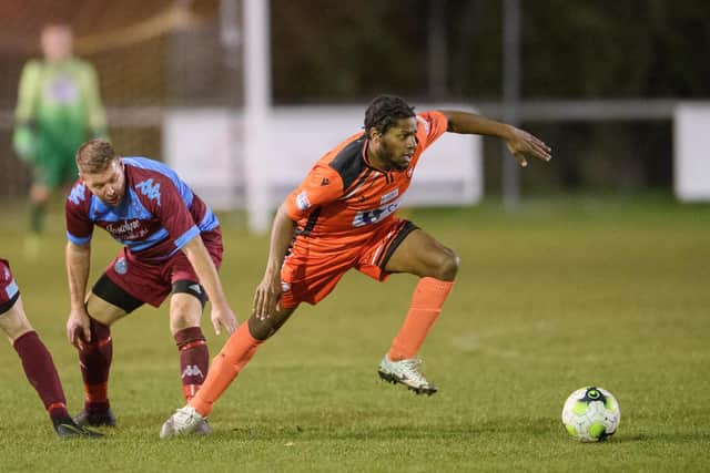 Sutcha Shepherd, right, in action for Portchester during their home loss to Hamworthy. Picture: Keith Woodland