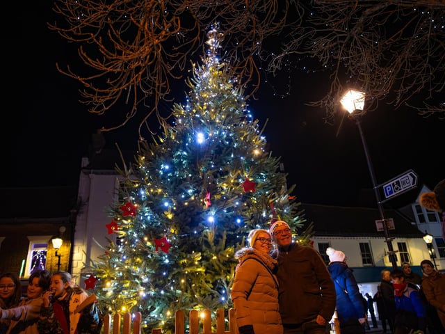 Crowds gathered in Emsworth Square to watch Santa Clause turn on the Christmas lights and hear local children sing festive songs on Friday, November 29. Photos by Alex Shute