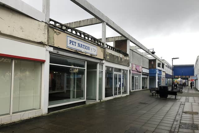 Wellington Way in Waterlooville, where the majority of the units are empty due to businesses shutting down from lack of trade. 
