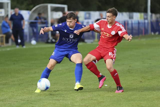 Tommy Scutt, left, netted Baffins' leveller against Tadley. Photo: Simon Hill Photography