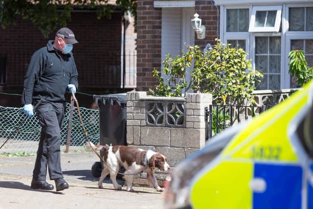 Police and a sniffer dog have been seen in a street near to where an infant girl was found dead.Pictured: Uniformed and plainclothes officers in All Saints Road, Buckland on Tuesday 12 May 2020.Picture: Habibur Rahman