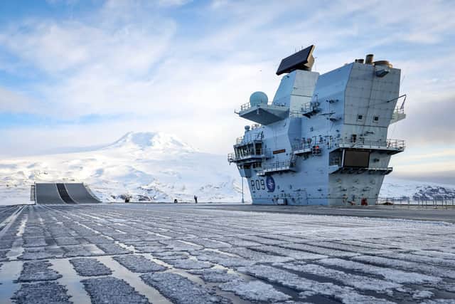 The Island of Jan Mayen as seen from the flight deck of HMS Prince of Wales.      
Credit: LPhot Bill Spurr
