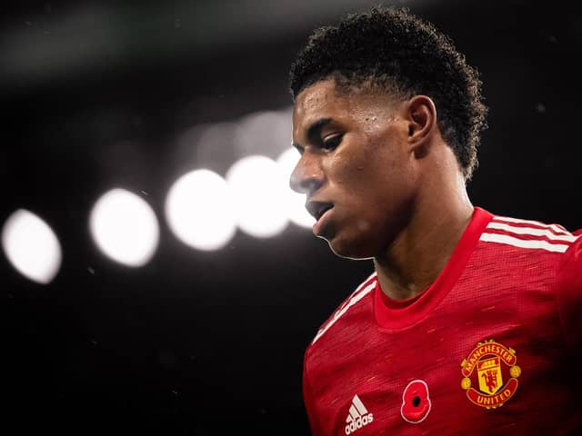 Marcus Rashford of Manchester United and England has been targeted by online trolls. Photo by Ash Donelon/Manchester United via Getty Images