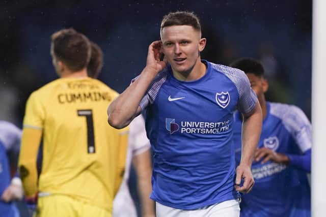 Colby Bishop celebrates scoring his second goal against MK Dons - and 13th of the season. Pictures: Jason Brown/ProSportsImages