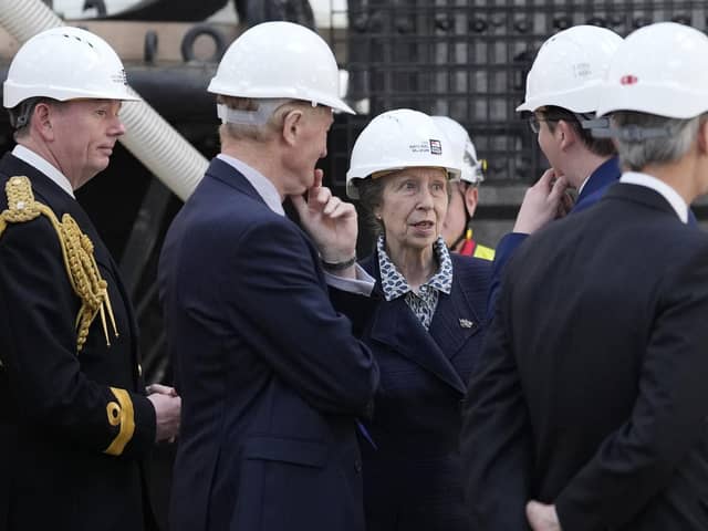 The Princess Royal (3rd right) during a visit to see the HMS Victory Conservation Project at the National Museum of the Royal Navy in Portsmouth Historic Dockyard.