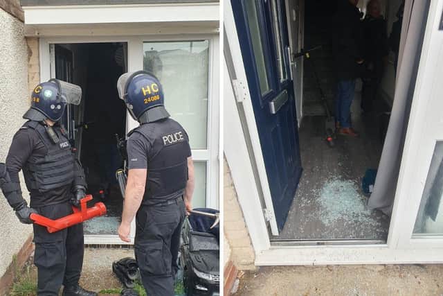 The drugs warrant was conducted in Fairfield Avenue, Fareham, earlier today (June 29). Picture: Fareham Police.