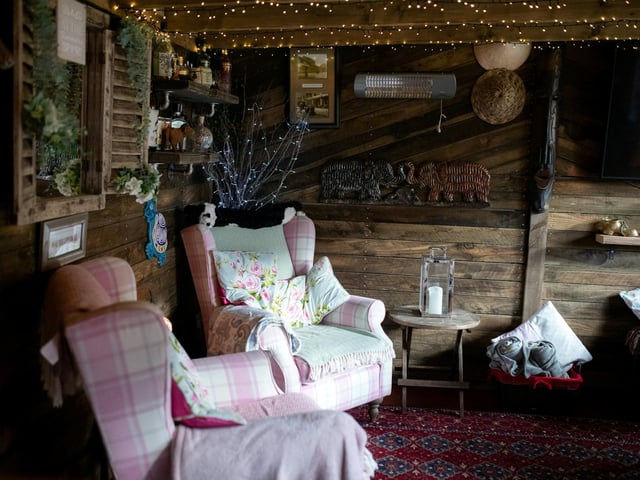 Some of the decor inside the award winning pub shed - The Dog & Ball.