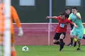 Josh Benfield, pictured during Fareham's FA Vase win against Roman Glass St George last season, misses tomorrow's Wessex Premier clash with Christchurch through injury.
Picture: Keith Woodland
