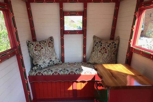 The interior of what a traditional gypsy caravan would have looked like.