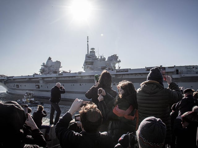 Crowds gathered in their droves to see HMS Prince of Wales leave Portsmouth. Picture: Habibur Rahman