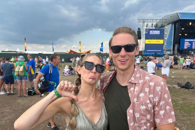 Tom White, 34, from Haslemere, with his girlfriend Charmain. Picture: Richard Lemmer.