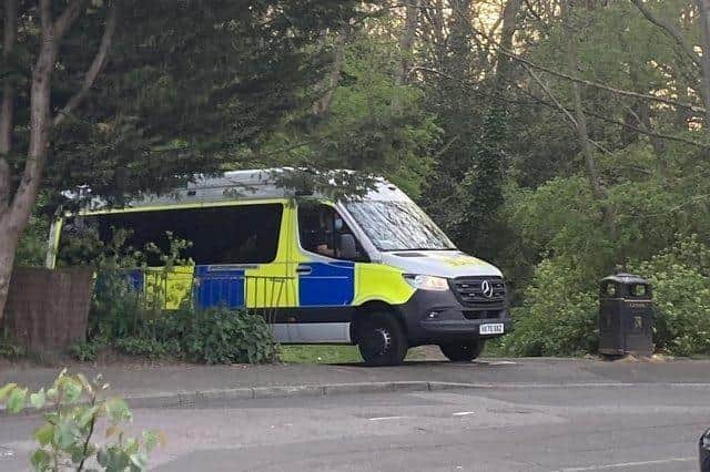 A police van in Station Road, Gosport, where the abduction is thought to have taken place. Pic Steve Deeks