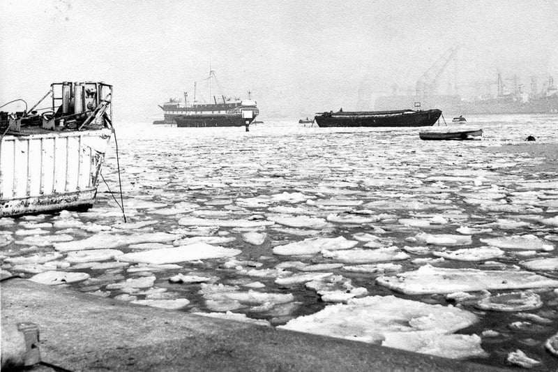 Ice-bound Portsmouth Harbour during the big freeze of 1963