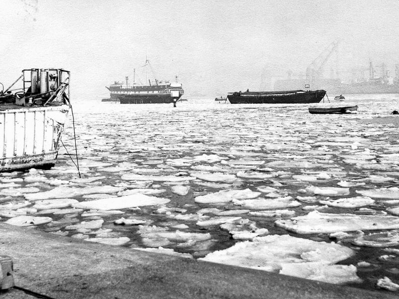 Ice-bound Portsmouth Harbour during the big freeze of 1963