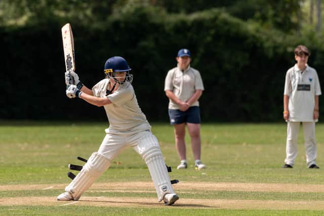 Railway Triangle's Zoe Stride scored her second Hampshire Women's League hundred in the 2022 season opener against Petersfield at Drayton Park.
Picture: Andrew Hurdle