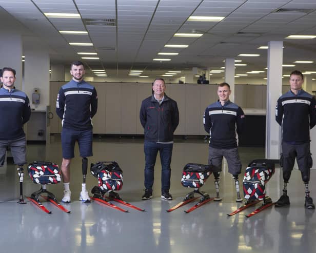 The Sit Ski press day at Williams Advanced engineering, Grove, Oxfordshire. Steve Arnold, Callum Deboys, Richard Swain BAE, Scott Meenagh, Steve Thom.Photo Tom Pilston.